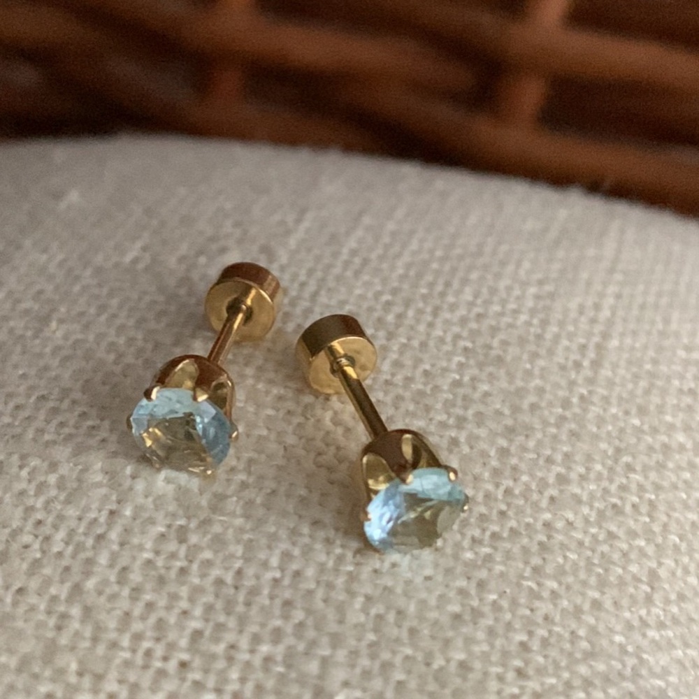 Gold and Blue Stud Earrings